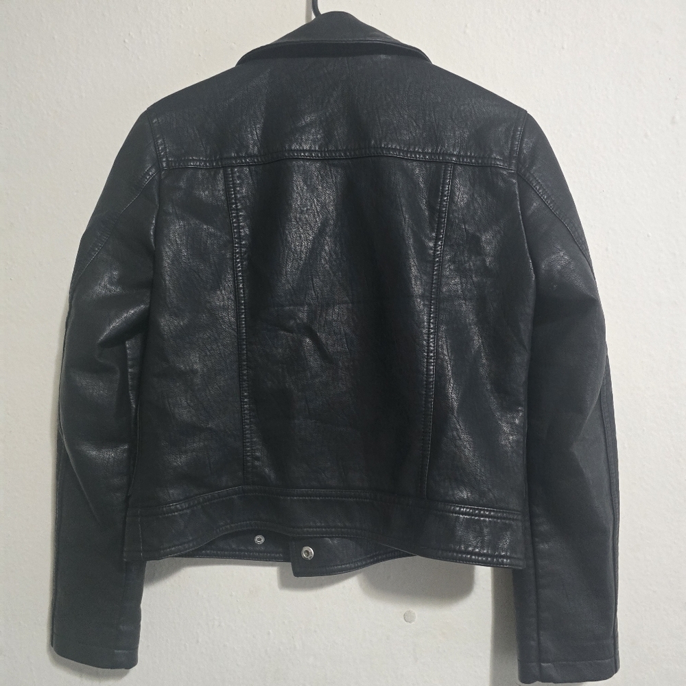 Topshop Black Leather Biker Jacket - Picture 7 of 11